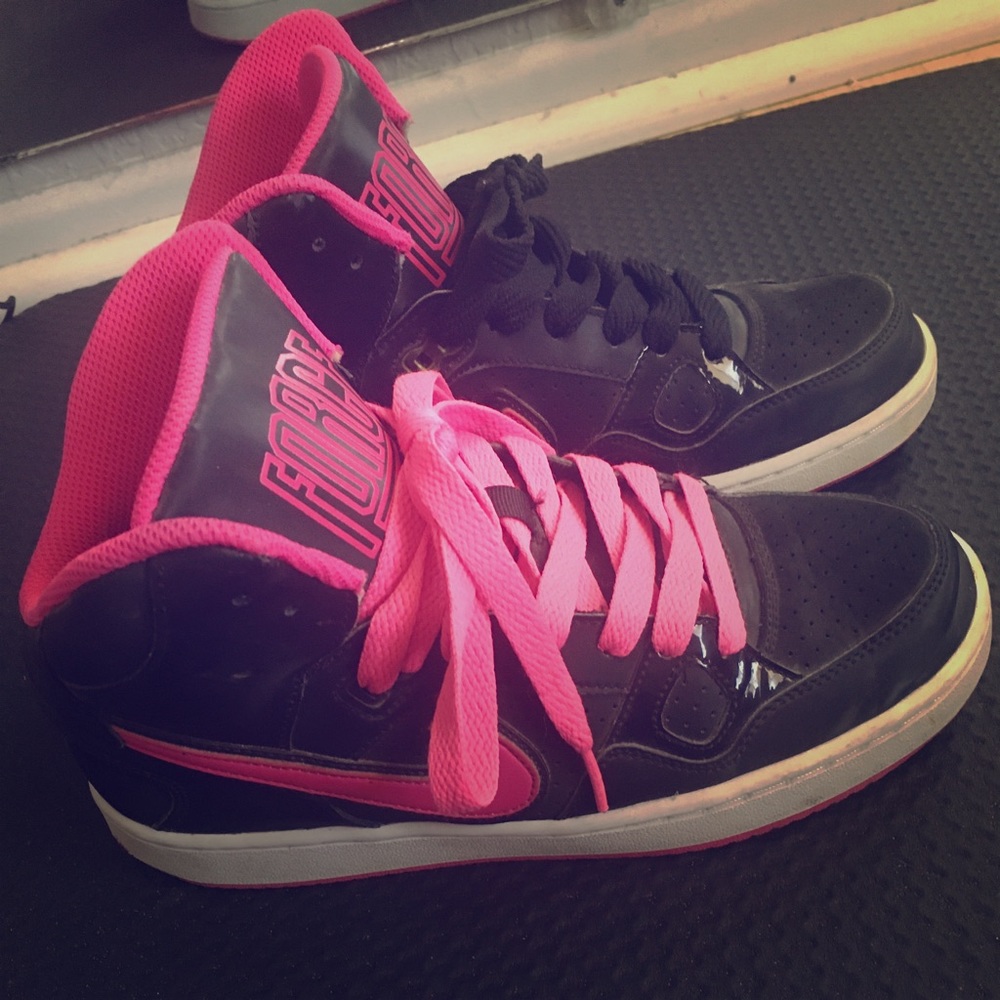 Nike pink and black high tops